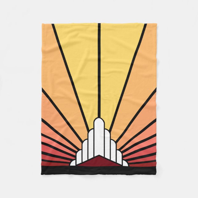 Art deco sun in dawn Fleece Blanket (Front)
