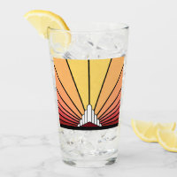Art deco sun in dawn Glass Cup