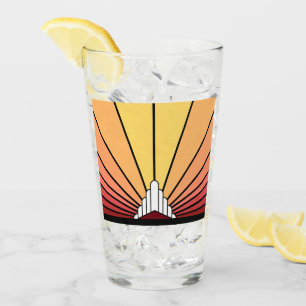 Art deco sun in dawn Glass Cup
