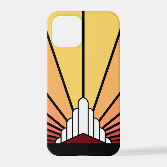 Art deco sun in dawn iPhone case (Back)