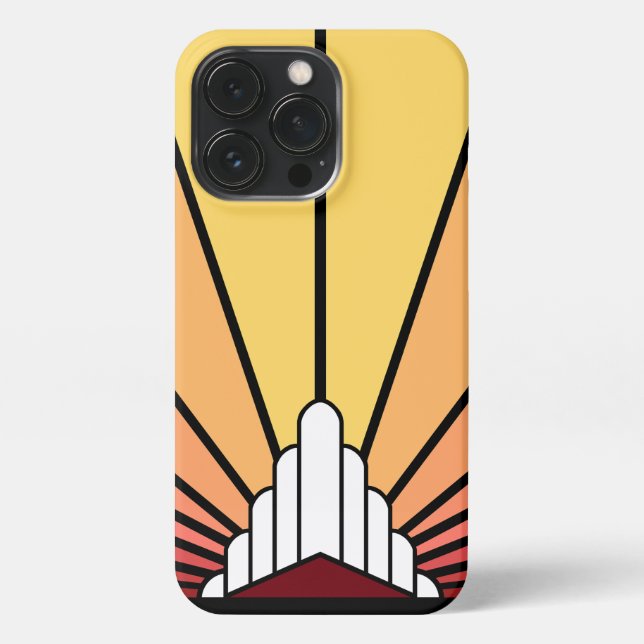 Art deco sun in dawn iPhone case (Back)