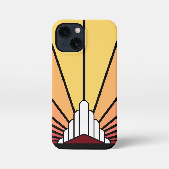 Art deco sun in dawn iPhone case (Back)