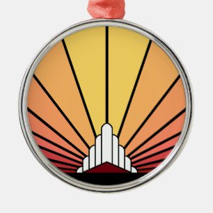 Art deco sun in dawn metal tree decoration