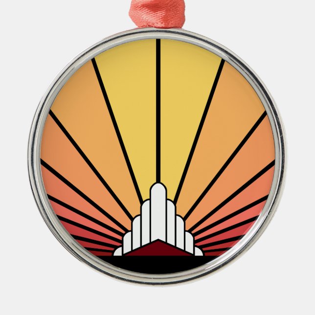 Art deco sun in dawn metal tree decoration (Front)