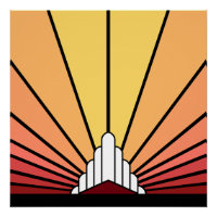 Art deco sun in dawn