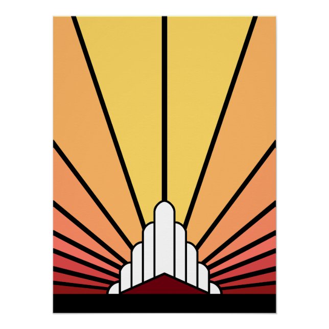 Art deco sun in dawn poster (Front)