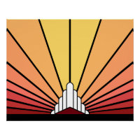 Art deco sun in dawn