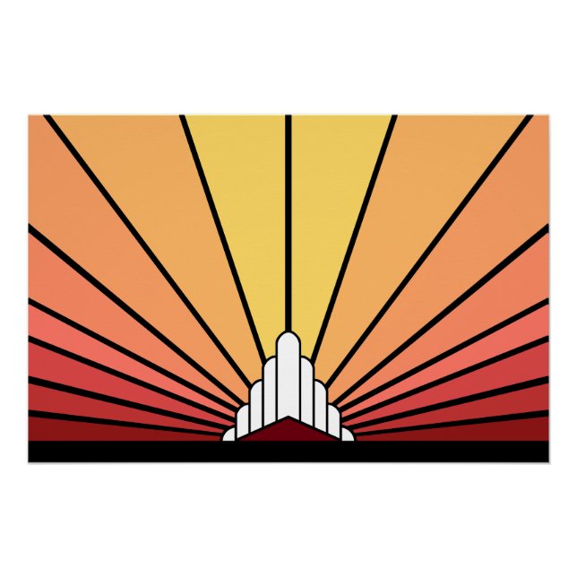 Art deco sun in dawn poster (Front)