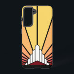 Art deco sun in dawn samsung galaxy case<br><div class="desc">A classic art deco style sun pattern created in dawn colors. 

An iconic pattern of the sun rising from behind a stylized art deco shaped building. A simple yet elegant design,  true to the era.</div>
