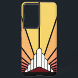 Art deco sun in dawn samsung galaxy case<br><div class="desc">A classic art deco style sun pattern created in dawn colors. 

An iconic pattern of the sun rising from behind a stylized art deco shaped building. A simple yet elegant design,  true to the era.</div>