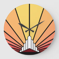 Art deco sun in dawn Wall Clock