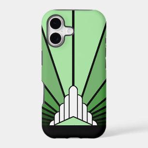 Art deco sun in green