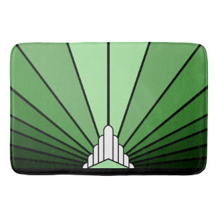 Art deco sun in green bath mat