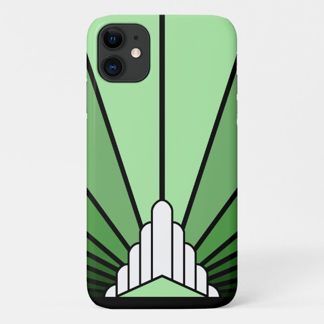 Art deco sun in green Case-Mate iPhone case (Back)