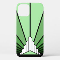 Art deco sun in green