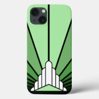 Art deco sun in green