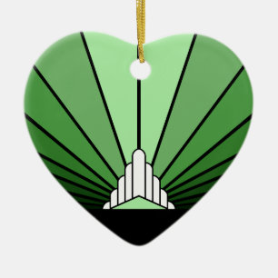 Art deco sun in green ceramic tree decoration