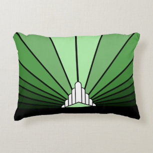 Art deco sun in green decorative cushion