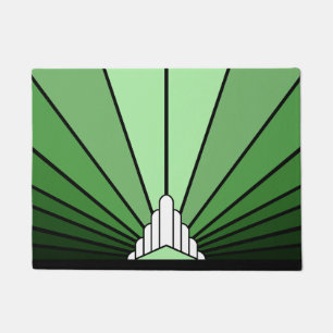 Art deco sun in green doormat