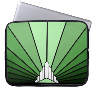 Art deco sun in green Electronics Bag