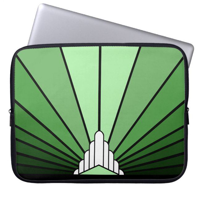Art deco sun in green Electronics Bag (Front)
