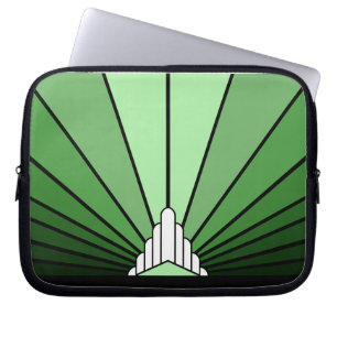 Art deco sun in green Electronics Bag