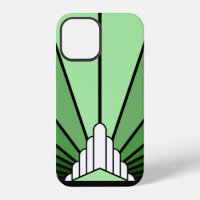 Art deco sun in green