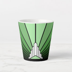 Art deco sun in green Latte Mug