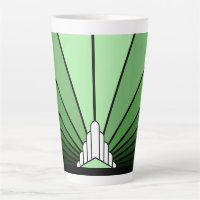 Art deco sun in green Latte Mug