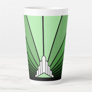 Art deco sun in green Latte Mug