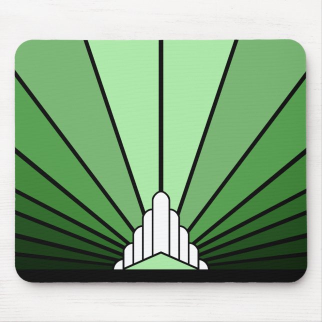 Art deco sun in green mouse mat (Front)