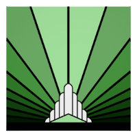 Art deco sun in green
