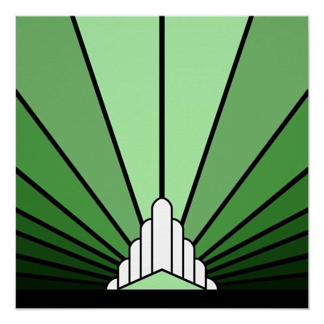 Art deco sun in green poster (Front)
