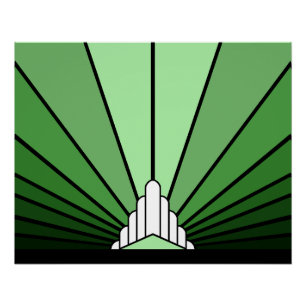 Art deco sun in green poster