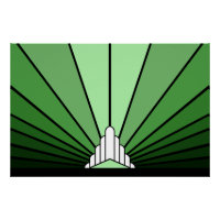 Art deco sun in green