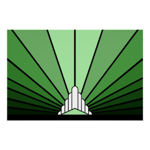Art deco sun in green poster