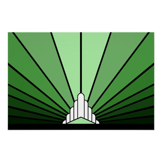 Art deco sun in green poster (Front)