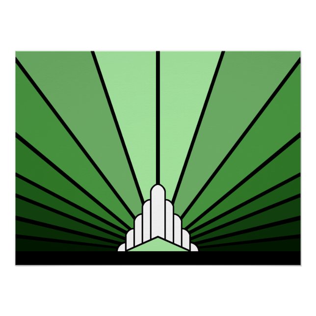 Art deco sun in green poster (Front)