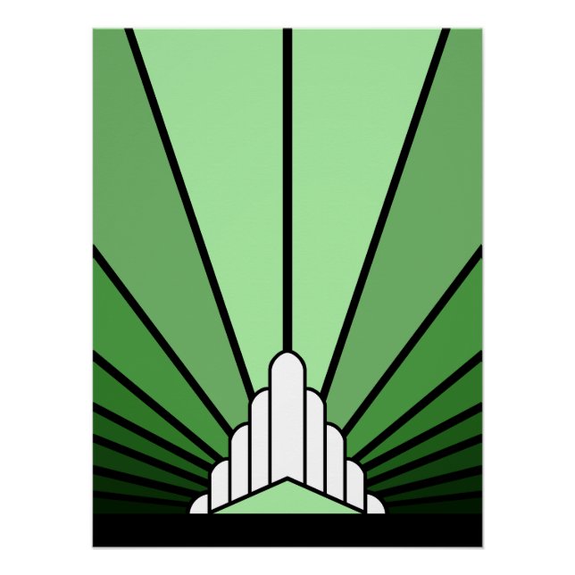 Art deco sun in green poster (Front)