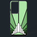 Art deco sun in green samsung galaxy case<br><div class="desc">A classic art deco style sun pattern created in green. 

An iconic pattern of the sun rising from behind a stylized art deco shaped building. A simple yet elegant design,  true to the era.</div>
