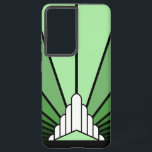 Art deco sun in green samsung galaxy case<br><div class="desc">A classic art deco style sun pattern created in green. 

An iconic pattern of the sun rising from behind a stylized art deco shaped building. A simple yet elegant design,  true to the era.</div>