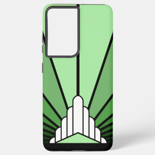 Art deco sun in green samsung galaxy case