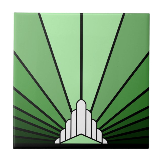 Art deco sun in green tile (Front)