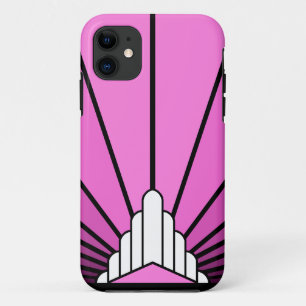 Art deco sun in pink iPhone 11 case