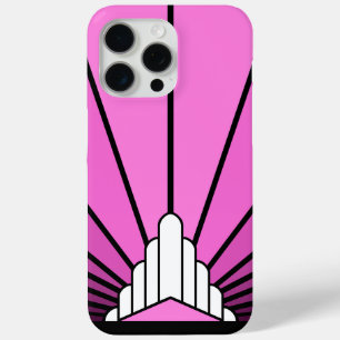Art deco sun in pink iPhone 15 pro max case