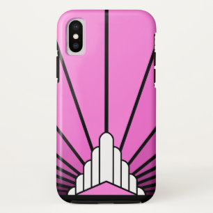 Art deco sun in pink iPhone XS case