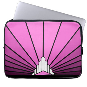 Art deco sun in pink laptop sleeve
