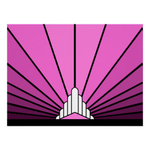 Art deco sun in pink poster