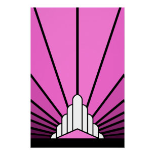 Art deco sun in pink poster