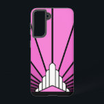 Art deco sun in pink samsung galaxy case<br><div class="desc">A classic art deco style sun pattern created in pink. 

An iconic pattern of the sun rising from behind a stylized art deco shaped building. A simple yet elegant design,  true to the era.</div>